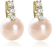 14k Gold-pl. 6.90ct Topaz & Pink Pearl Earrings