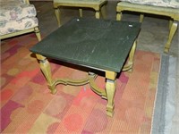 Vintage Retro Olive Green Slate Top End Table
