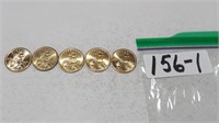 5) 2000P Sacagawea Gold Dollar Coins