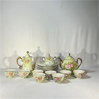 Lefton Heritage Green and Rose China Tea Set