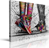 Framed Banksy & Graffiti Pop Shoe Sneaker Canvas W