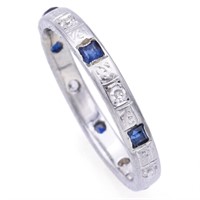 Antique 18K Gold Genuine Sapphire & Diamond Ring