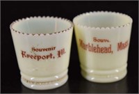 Custard Uranium Glass Souvenir Toothpick Holders