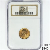 1930 Wheat Cent NGC MS67 RD