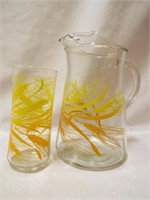 Libbey Golden Wheat Pitcher & 1 Ice Tea Glass &