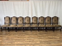 8pc Dark Trim Upholstered Dining Chairs