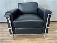 Black & Chrome Modern Leather Texture Chair