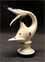 VTG Capodimonte Blue & White Ceramic Fish Figurine