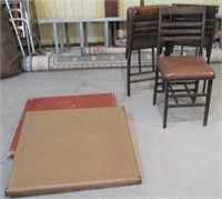 2 Card Tables & 3 Wood Folding Chairs, Cushioned