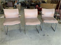 (3x) Pieff Chrome base chairs with mauve