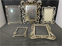 Assortment of 4 Frames & 1 Framed Mirror