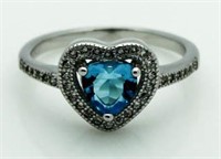 Blue Topaz Heart Solitaire Ring