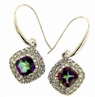 Cushion Cut Mystic Topaz Designer Earrings