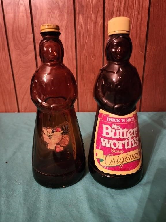 Mrs Butterworths brown glass bottles