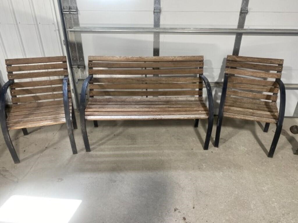 Outdoor bench and chairs