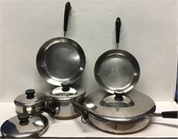 ASSORTED REVERE WARE STAINLESS PAN SET