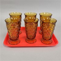 SET OF (6) AMBER SHERBET SUNDAE CUPS