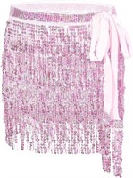 $30 Belly Dance Sequin Tassel Hip Scarf Pink
