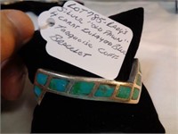 SILVER "OLD PAWN" NAVAJO TURQUOISE CUFF BRACELET