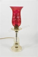 Cranberry Cut to Clear  Pressed Glass Table Lamp