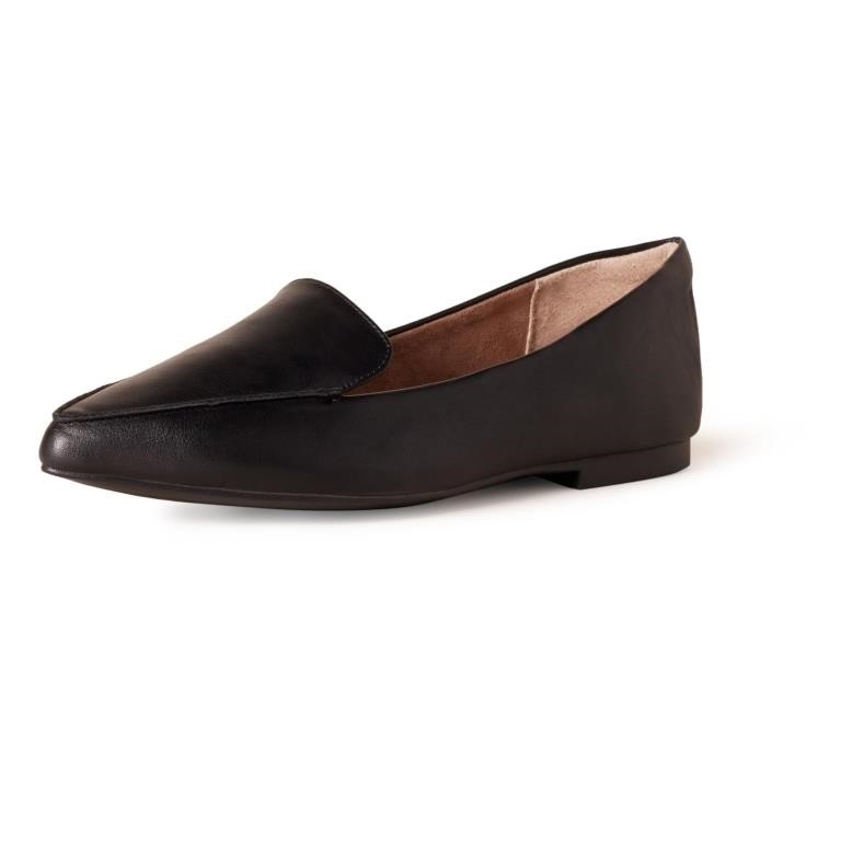 Essentials Women's Loafer Flat, Black Faux Leathe