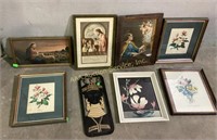 Religious pictures in frames and various other