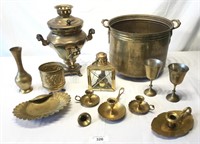 Large Lot of Vintage Brass Decor Pieces - Samovar