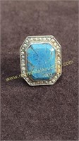 Vintage Sterling Silver Ring With Blue Stone