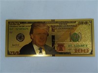 Novelty Gold Plated Trump 100 Dollar Note