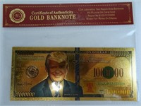 Novelty Gold Plated Trump 1000000 Dollar Note