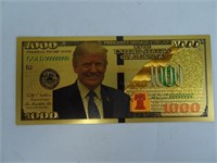 Novelty Gold Plated Trump 1000 Dollar Note