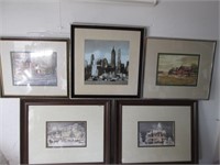 4 SMALL FRAMED PRINT & PICTURE OF USA