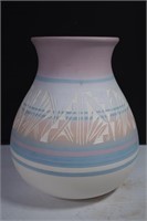 Signed Navajo Mesa Verde Pottery Vase 10"