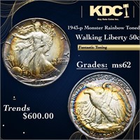 1943-p Walking Liberty Half Dollar Monster Rainbow