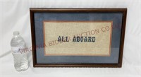Vintage "All Aboard" Framed Cross Stitch