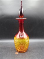 Kanawha Amberina Crackle Glass Decanter