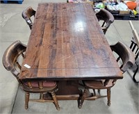 VTG WOOD DINING ROOM TABLE W/ 4 CHAIRS