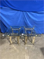 Matching glass topped end tables 22x17x22