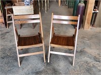 2 Wooden Folding Theatre Chairs