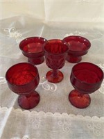 5 Piece Red Glassware