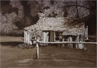 Amanda Jones "the old shack" pen and ink