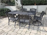 Outdoor Table Set w Chairs, Umbrella & Stand