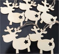 NEW  - 10pcs Unfinished Wooden Deer Christmas Gift