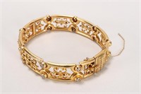 Ladies Rolled Gold and Diamond Hinged Bracelet,