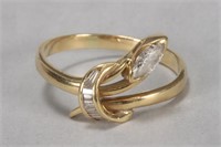 Ladies 18ct Yellow Gold and Diamond Ring,