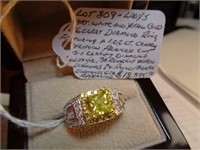 14KT W/Y/GOLD 1.96CT PRINCESS CANARY YEL. DIA RING