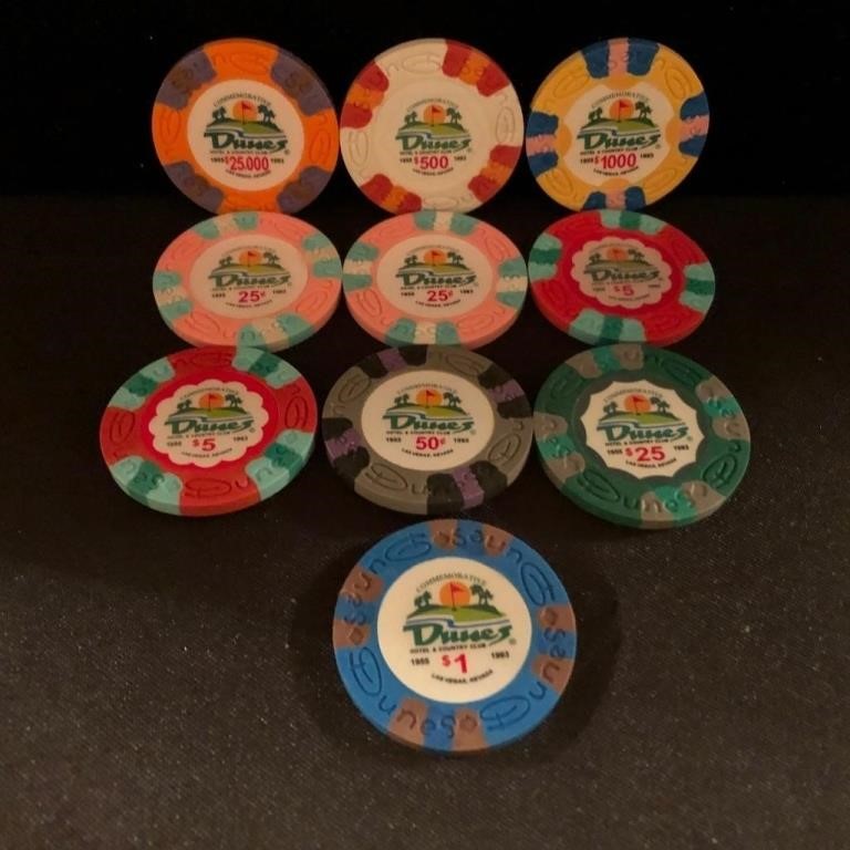 10 Dunes Las Vegas Poker Chips