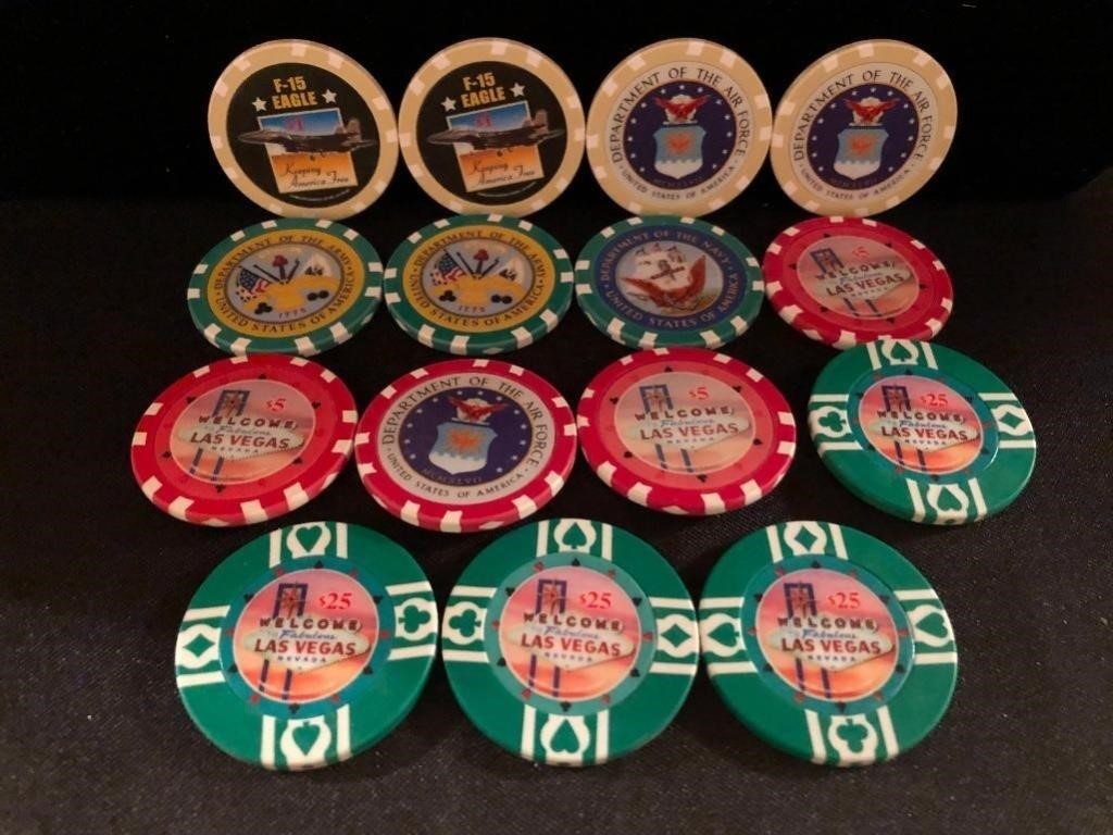 15 Las Vegas Poker Chips