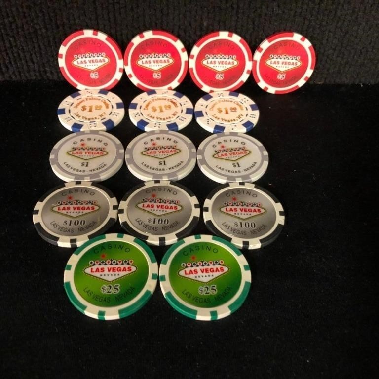 15 Las Vegas Poker Chips