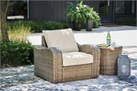 Ashley Sandy Bloom Outdoor Chair and Ottoman
